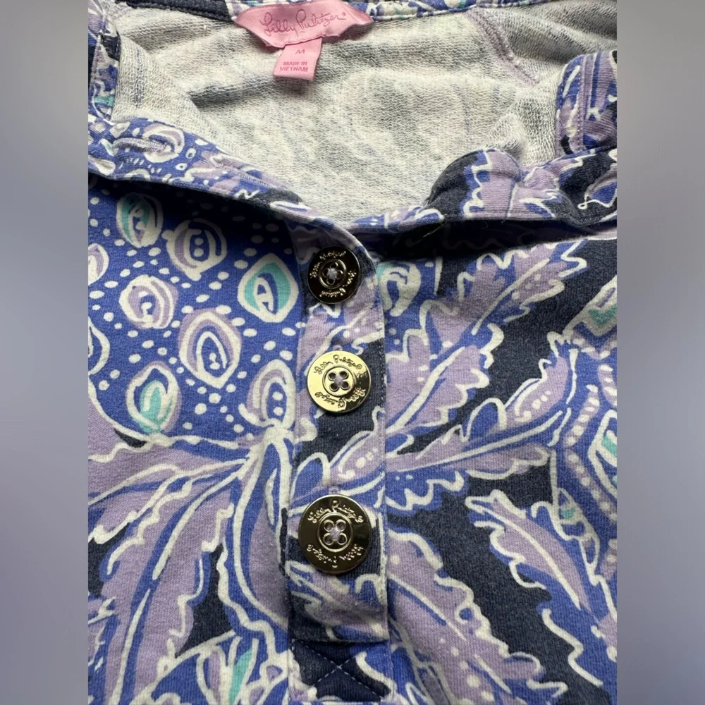 Lilly Pulitzer size M paisley pattern purple 1/4 zip pullover light sweatshirt. - Picture 4 of 8